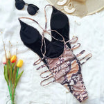 Sexy Snake Print Backless Swimwear One Piece Swimsuits Woman 2026 Hollow Cut Out Monokini String Bathing Swimming Suit Bather
