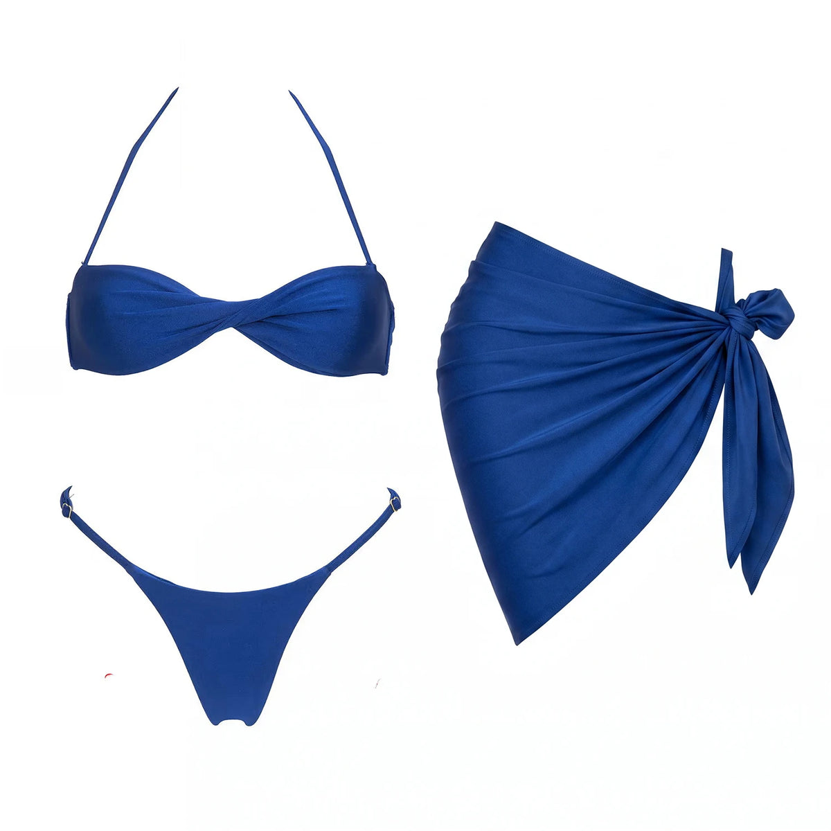 Bnadeau 3Pcs Sexy Bikini With Cover Up Women Swimsuit Swimwear Female Solid Swim Suit Brazilian Biquini Beachwear Bathingsuit