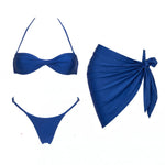 Bnadeau 3Pcs Sexy Bikini With Cover Up Women Swimsuit Swimwear Female Solid Swim Suit Brazilian Biquini Beachwear Bathingsuit