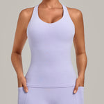 Women's Seamless Yoga Vest Sports Fitness Gym Beauty Back Top Nude Slim Fit Training Running Workout Vest