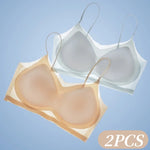 2Pcs/Set Seamless Bras For Women Padded Bra Sexy Lingerie Comfy Solid Color Tube Top Thin Straps U-Back Underwear M-4XL
