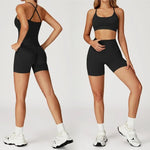 Women's Seamless Yoga Set Quick Drying Slim Fit High-end Feeling Exposed Feeling Set Outdoor Sports and Running Fitness Set