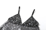 kliou Mesh Sequins Women Tops Summer Thin Shiny V-neck Backless Ruffle Trim Crop Camis Female Popular Hipster Sexy Streetwear