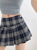 American Style Retro Low Waisted JK Plaid Pleated Skirt Women 2026 Summer New Spicy Girl Wrap Hip Slim A-line Ultra Skirt YOQG