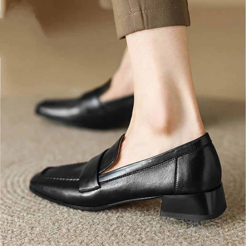 Style Spring Autumn Versatile British Style Flat Shoes Women's Vintage Leather Pumps High Heel Shoes Summer Season 2026