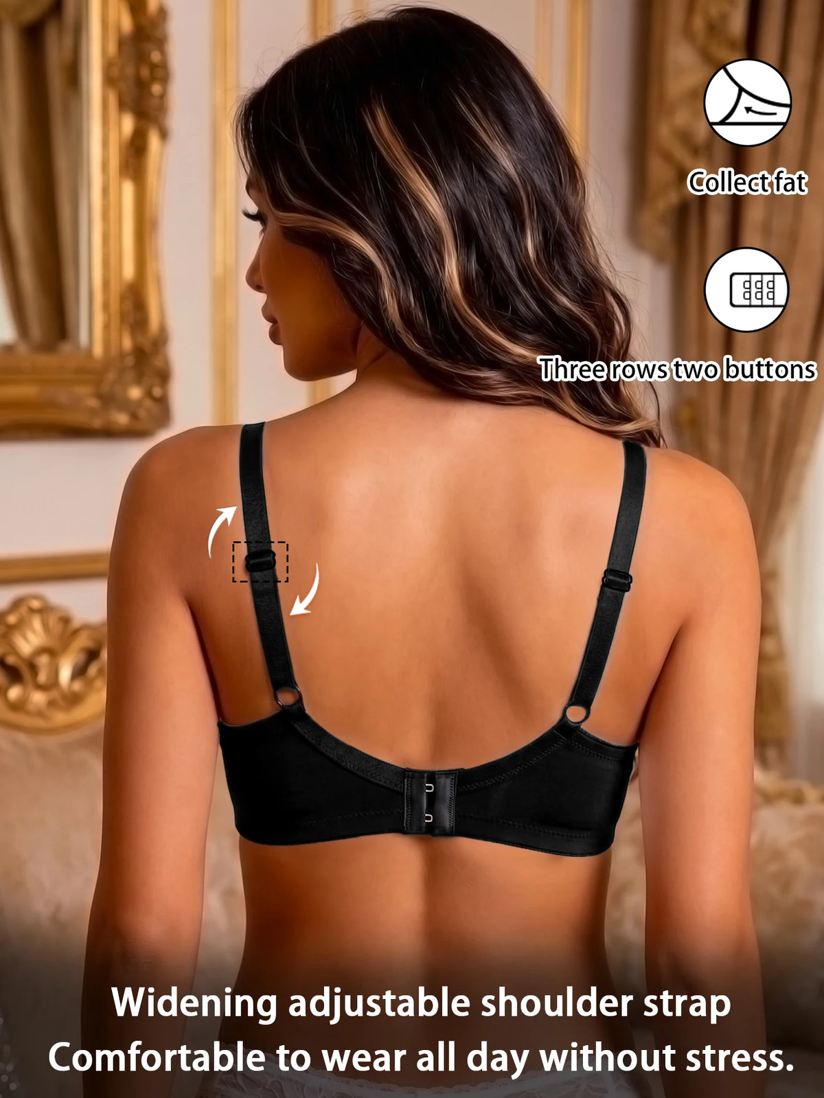 Women Smooth Cup Seamless Bra Side Fat Push Up Brassiere Underwire Support Everyday Comfortable Bra