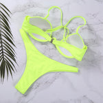Women Push Up Two Piece Bikini Swimsuits Solid Color Bra Padded Swimwear Bathing Suit