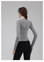 Women's round Neck Fitness Top for Autumn Running Training Pilates Yoga Workout Clothing Comfortable Training Top