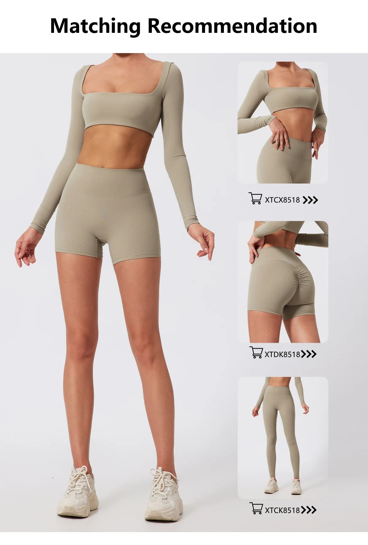 Hearuisavy Summer 2PCS Long Sleeve Gym Set Women Yoga Clothes Quick-Drying Sportswear Running Leggings Workout Sports Crop Top