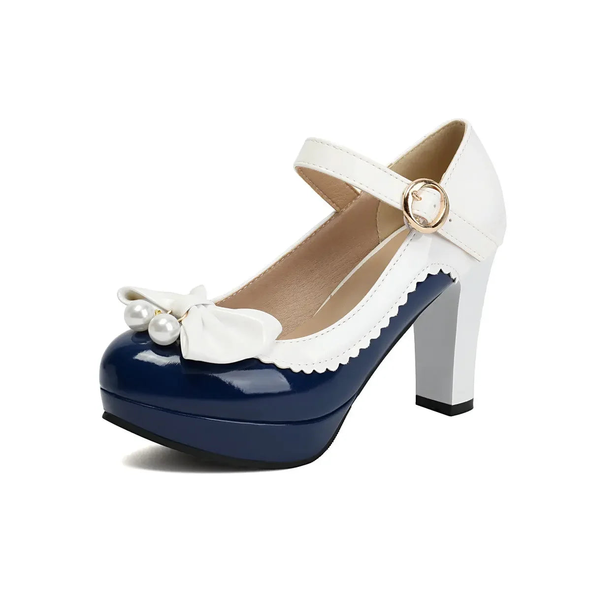 Women Lolita Style Patent Leather Bow Shoes 9.5cm High Heels Anti-slip Rubber Sole Platform Pumps Ideal for Parties Daily Wear