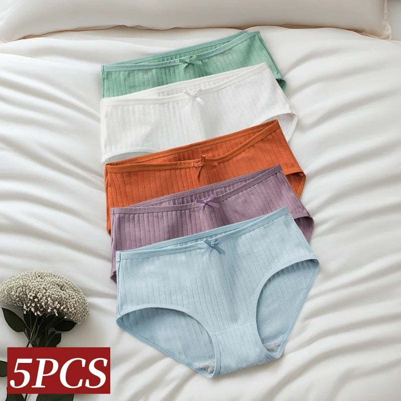 5Pcs/Set Cotton Briefs Women Panties Sexy Lingerie Women's Underpants Low Waist Panty Comfy Breathable Seamless Underwear