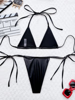 Extreme Mini Micro Thong Bikini PU Leather String Bikini Women Swimwear Female Swimsuit Two-pieces Bikini Set Bathing Suit Swim