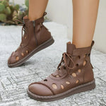 New 2026 Women's Casual Cool Boots Spring Summer Hollow Breathable Soft-soled Comfortable Flat-bottomed Short Boots