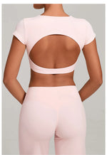 No Padded Women's Yoga T-shirt Short Sleeves Bra Backless Fitness Top Beautiful Back Gym Clothes Form-fitting Running Tee