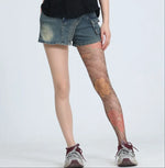 Peony Flower Leg Tattoo Stockings Summer Thin Pantyhose Long Socks With Patterns On One Side And Solid Color On The Other NTNG