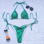 Micro Bikinis New Sexy Women Swimsuit Female Push Up Swimwear Solid Geen Bikini Set Bandeau Biquini Bathing Suit Beachwear