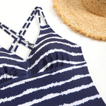 2026 Strappy Tankini Set Two Pieces Swimsuit Women Striped Swimwear Female Bathers Bathing Swimming Swim Suit Beachwear XXL