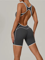 Sexy Sleeveless Backless Scrunch Yoga Jumpsuit Women Black Contrast Hollow One Piece Sports Suit Tight Fitness Sports Overalls