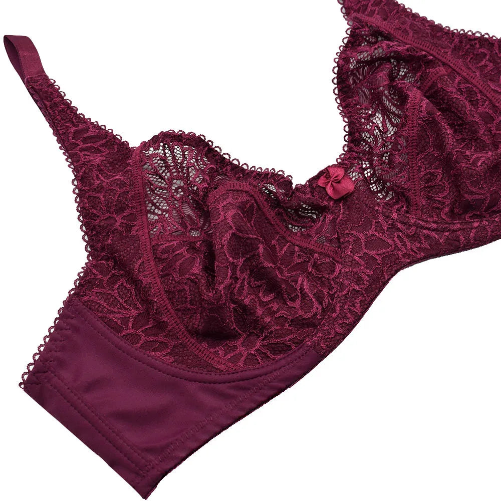Bras For Womens Lace Bra Lager Bosom See Through Underwire Sexy Lingerie BH Tops Plus Size C D DD E F Cup