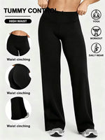 Women's Nude Feel Casual Straight Leg Pants Soft Slim Fit Wide Leg Yoga Trousers Running Gym Active Long Pants Plus Size Clothes