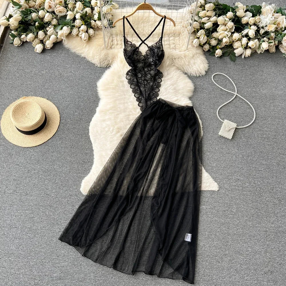 Women's Sexy Bow Lace-Up Sensual Dress Set Fashion Uniform - Trendy Comfortable Dress Ensemble for Adults New