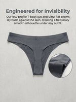 Low-rise Thong Women Grey Seamless Briefs Stretchy Ribbed Waistband Soft Breathable No Digging In Comfortable Underwear M401