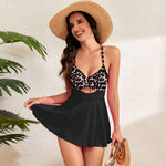 Patchwork Swimwear Women 2026 V-neck One Piece Bikini High Waist Hollow Out Monokini Summer Cross Bandage Backless Beachwear