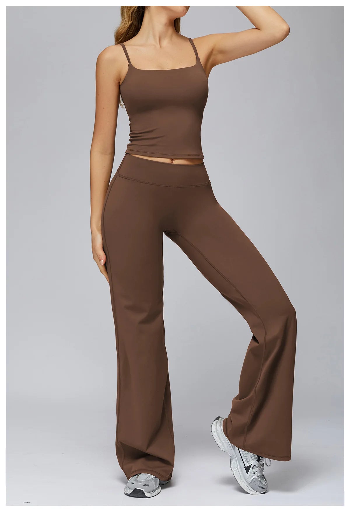 Yoga Suit Gym Fitness Set Hanging Neck Slim Sports Tank Top High Waist Wide Leg Pants Tracksuit Outdoor Running Athletic Wear