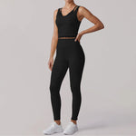 Fake Two Piece Tank Top Yoga Sets Women Lace V Neck Sports Vest Fitness Suit Hip Lifting High Waist Leggings Workout Clothes