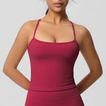 Women's Slim Fit Yoga Fitness Vest Skin Friendly Nude Sports Bra Pilates Top Beautiful Back Design Suspension Yoga Sports Bra