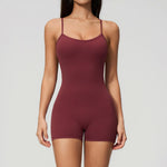New Cross Back Yoga Jumpsuit Women Tight Sleeveless Hollow Out Sports One Piece Suit Butt-Lifting Shorts Fitness Bodysuits
