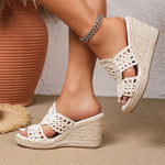 Summer Bobo Beach Mules Slipper Leisure White Espadrille Wedge Slide Sandals Slip On Platform High Heel Women Shoes EUR Size 45