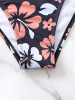 Sexy Black Floral Print Bikini Set 2026 Women V Neck Cross Push Up Bra High Waist Swimsuit Beach Bathing Suit Holiday Swimwear
