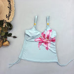 Light Blue Flower Print Swimwear Women's Bikinis Shorts and Tankinis Sexy Swimsuit Holiday Beach Wear Brazilian Bikini Femmes