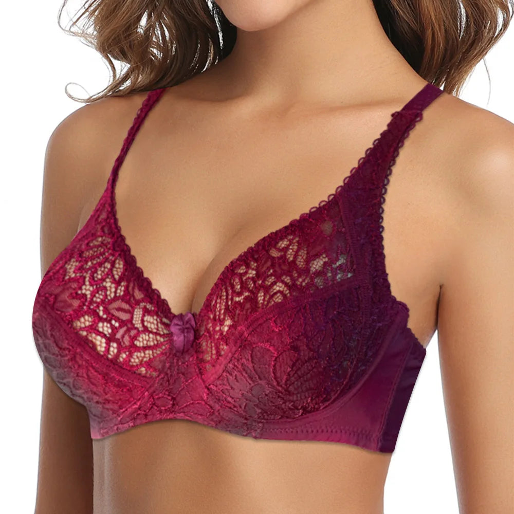 Plus Size Womens Lace Bra Lager Bosom See through Bralette Underwired Sexy Lingerie 34 36 38 40 42 44 B C D DD E F Cup