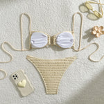2026 Wrinkled U Ring Bandeau Bikini Women Swimwear Female Swimsuit Two-pieces Bikini Set Bather Pool Bathing Suit Swim Beachwear