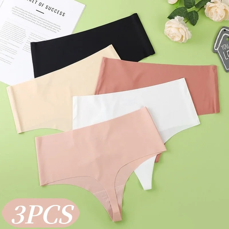 3Pcs/Set G-string Women Thongs High Waist Panties Female Underpants Soft Panty Sexy Lingerie Comfy Seamless Underwear
