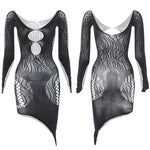 1 Piece Beach Cover Up without Bikini Summer's Hottest Mesh Swimsuit Women Summer Pool Swimwear Long Sleeves Hollow Out Dress