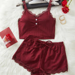 2026 Women Casual Sleeveless Tank Top Summer Casual Vest & Shorts Set Ribbed V Neck Slim Fit Two-piece Homewear Sexy Tops Women