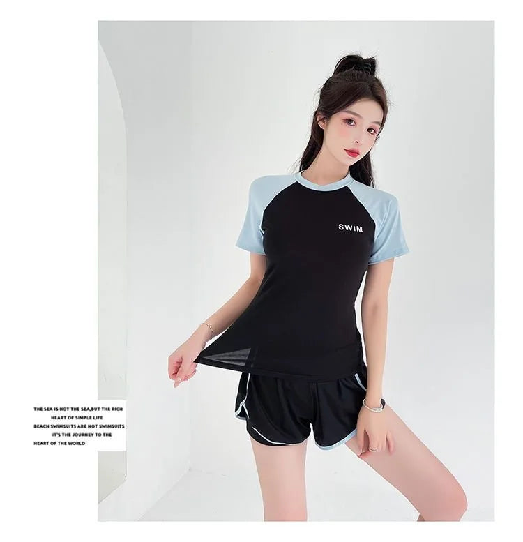 Swimsuit Women's Two-piece Split Sports Style Student Conservative Cover Belly Slimming Hot Spring Ins Style Plus SizeSwimsuit