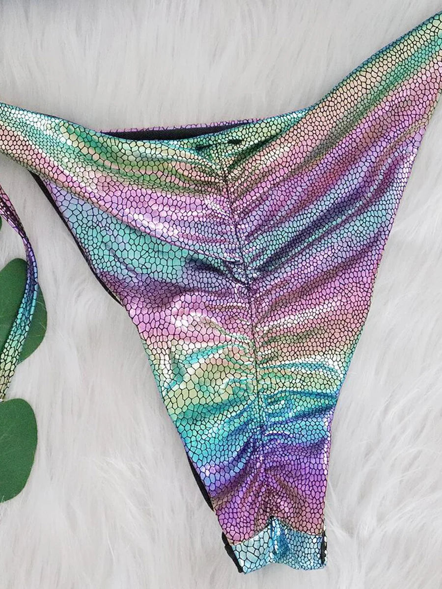 Gradient Snake Skin Bikins 2025 Diamond Bikini Female Swimsuit Women Swimwear Two-pieces Bikini Set Mini Micro Bathing Suit Swim