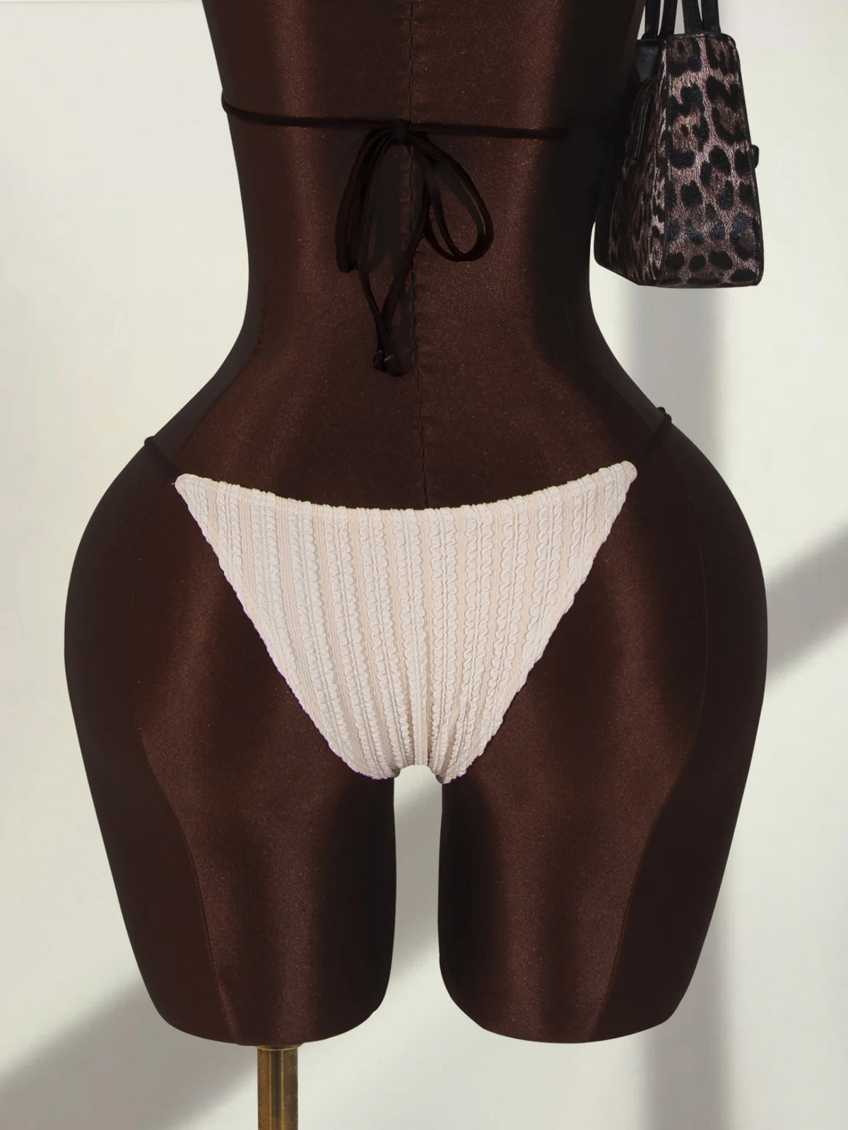 Sexy Beige Contrast One Piece Swimwear Women Deep V Neck Hollow Out Bakcless Thong Bikini Beach Bathing Suit Swimsuit 2026