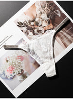 Lace Sexy Girls Women Panties Seamless Underwear Rhinestone G String Letter Transparent Thong For Female Low Rise Ladies Briefs