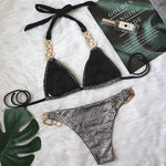 2026 Shiny Rhinestone Diamond Bikini Women Swimsuit Female Swimwear Two Pieces Bikini Set Halter Metal Chains Bathing Suit Swim