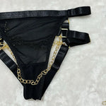 Toucheart Erotic Underwear Mesh See-through Patchwork Metal Chain Hot Girls Sexy Seductive Coquette Nightclub Party Dance Suit