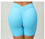 Sexy High-Waisted Yoga Shorts - Deep V Back Ruffled Booty Lift Women Tummy Control Workout Gym Peach Butt Fitness Shorts