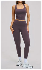 New Yoga Set 2PCS Gym Clothes Workout Outfits Women Long-sleeved T-shirt Sportswear Tracksuits Fitness Sports Vest Gym Leggings