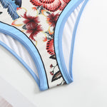 Sexy One-piece Swimsuit with Skirt Swimwear Women Flower Bird Print Body Bathing Suit Beach Swim Pool 2024 Female Swimming Suit