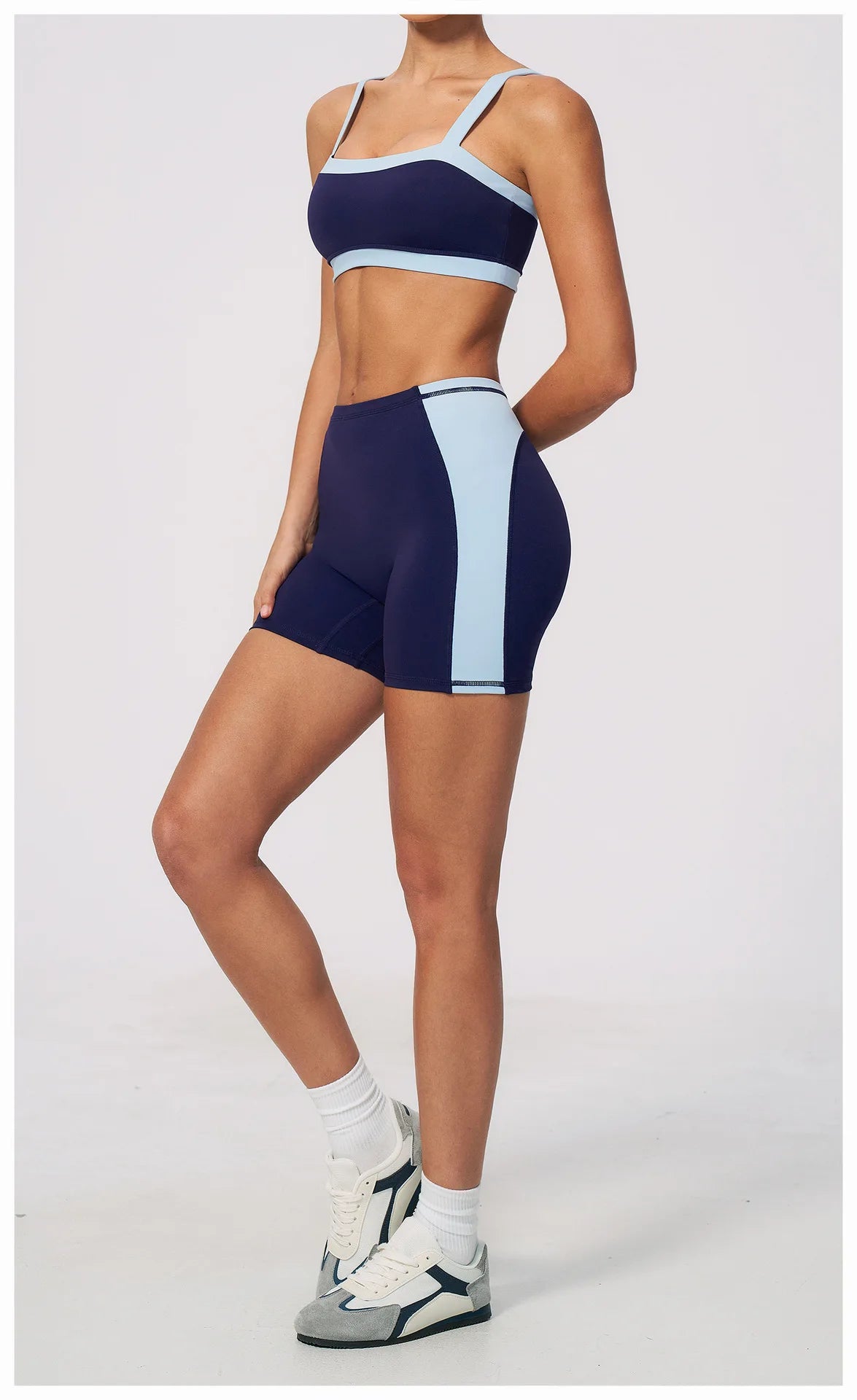 Summer Color Blocking Yoga Suit Women Shockproof Slim Sports Bra High Waist Hip Lift Shorts Gym Running Fitness Sets Tracksuit