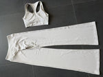 Breathable Stretch Yoga Sets Women Quick Drying Shockproof Sports Bra High Waist Bell Bottom Pants Gym Two-piece Fitness Suit